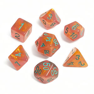 Set di dadi poliedrici semi trasparenti con logo personalizzabile a doppio colore vortice di draghi e draghi in resina RPG - Product Image 1