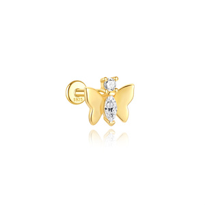 Joyería de Plata de Ley S925 con Diseño de Animales, Chapada en Oro de 18K, con Parte Posterior Plana y Roscada - Product Image 3