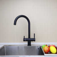 Robinet mélangeur col de cygne 1 trou 5 voies pour machine à soda, en acier inoxydable, double poignée, pour purificateur d'eau RO, idéal pour cuisine moderne
