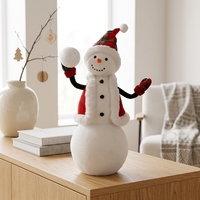 Chapeau à carreaux rouges en tissu, poupée bonhomme de neige avec boule de neige pour la décoration des fêtes d'hiver, nouveauté