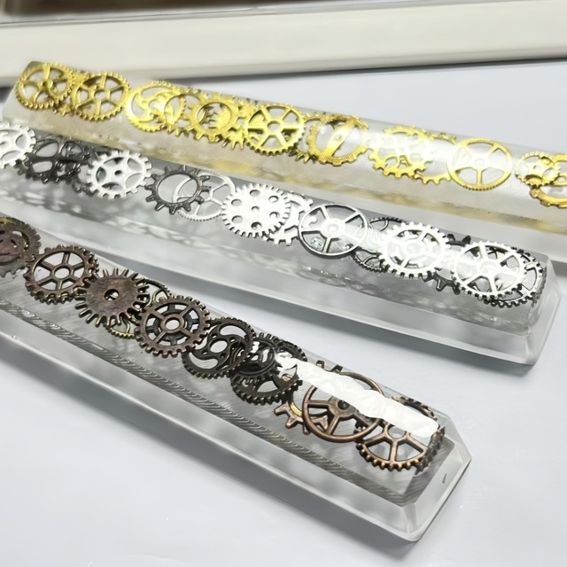 Translucent Resin Gear 6.25U Spacebar Keycap Custom, Personalized, Punk-Style, Handmade DIY Resin Keycap (Single Unit)