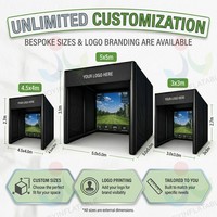Enceinte de simulation de golf gonflable à installation rapide, pour salle de frappe intérieure, noire, avec logo personnalisable, pour usage commercial, bureau, domicile, studio