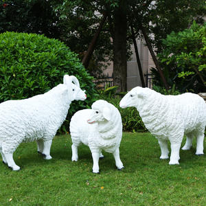 अनुकूलित पर्यावरण के अनुकूल फाइबर ग्लास हाथ मोडेल्ड सफेद बकरी मूर्तिकला अनुकरण पशु मूर्तिकला आउटडोर - Product Image 2