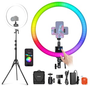 Kit d'éclairage photographique <span class=keywords><strong>Neewer</strong></span> SRP18C RGB avec contrôle par application, lumière annulaire LED 2500K-10000K, avec support et sac de transport - Product Image 1