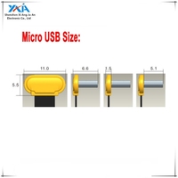 Câble de données et de charge FPC à profil bas ultra fin de 25 cm, micro USB à angle droit à USB 2.0 mâle, 90 degrés