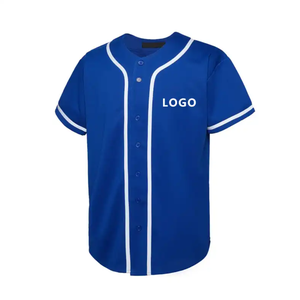 Haut court imprimé blanc uni col en v maillot de baseball uniforme de baseball - Product Image 4