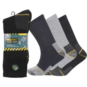 Vente en gros de chaussettes d'équipage en coton recyclé biologique évacuant l'humidité pour hommes Logo imprimé en éponge robuste pour la randonnée printanière et le travail - Product Image 1