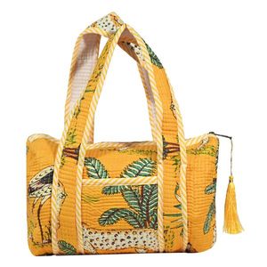 Handmade Premium Quality Classical Design Printed Block Print Tote <b>Bag</b> with Border Yellow & Green In Wholesale Price <b>For</b> <b>Women</b> - Product Image 1