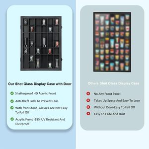 خزانة عرض كؤوس الشوت 2026، خزانة خشبية كبيرة مع رفوف، حامل مع باب زجاجي أكريليك، صندوق تخزين كؤوس الشوت مع أرفف قابلة للإزالة - Product Image 5