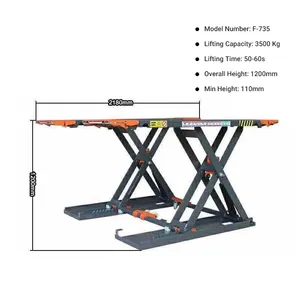 Ce Approved Customized Red Portable Automotive Low Mid Rise Profile Scissor Car Lift With Skid Plate