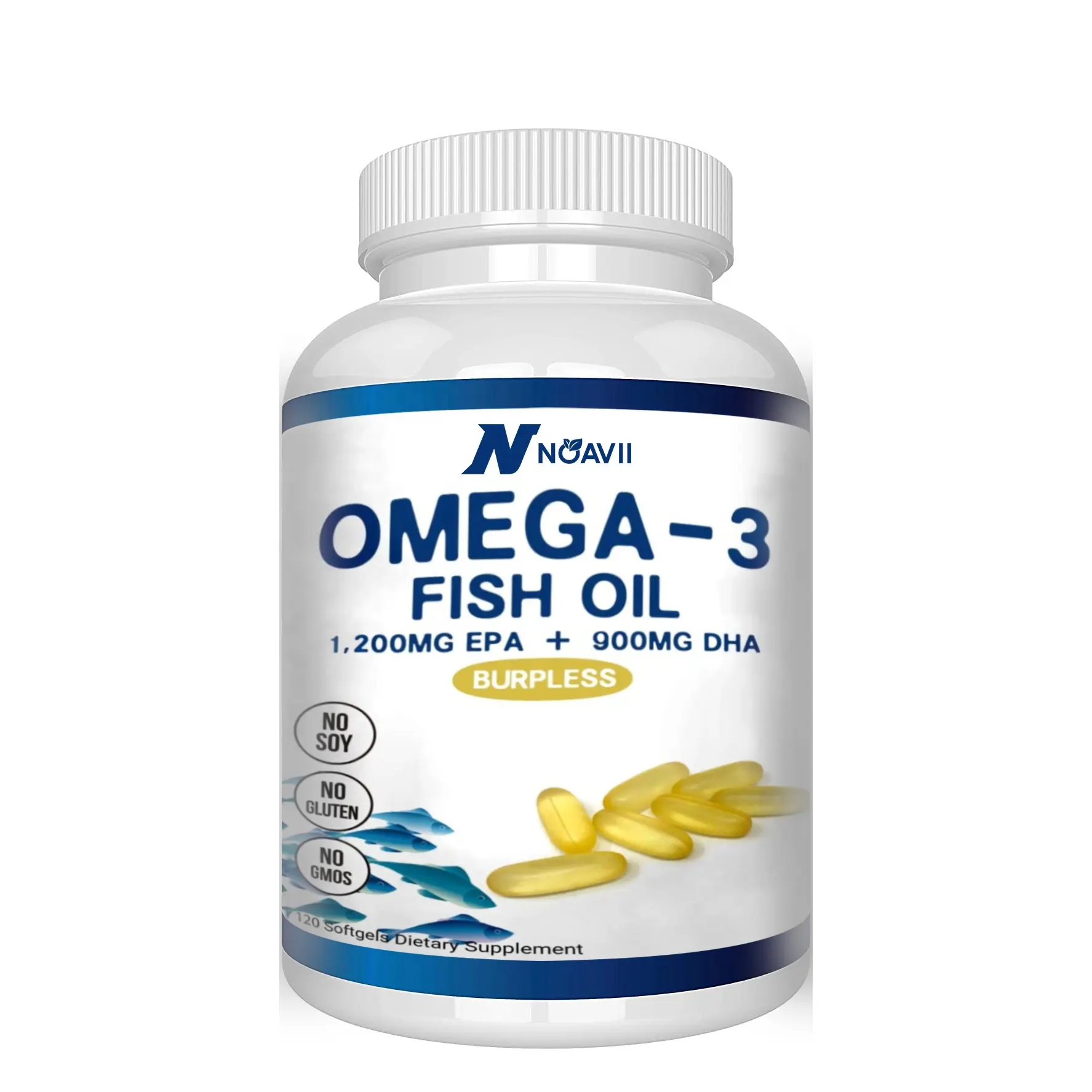 Omega 3 Fischöl 4.080 mg  EPA hochgehalt 1.200 mg + DHA 900 mg Dreifache Stärke 120 Weichgel OEM Kunststoffflaschen Pollock-Fischöl Massenware