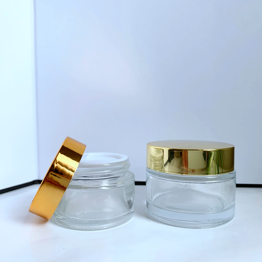 cosmetic body cream jar clear glass