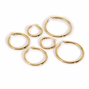 Pendientes de Aro de Oro de 18k y Acero Inoxidable, Circulares Exagerados, Joyería de Fiesta para Mujer - Product Image 4