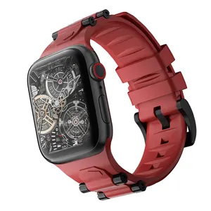 Fkm Rubber Watch Strap Mens Apple Watch Band 42mm 44mm 45mm For Apple Watch Bands Series Se 7 6 5 4 3 2 1
