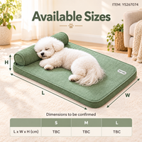 Matelas pour chien rectangulaire en peluche courte vert sauge Yangyangpet avec coussin rebondi