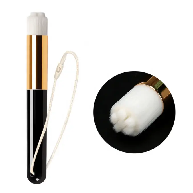 Sialia Black Handle White Flat Bristles Mini Nose Cleaning Brush Makeup With Hanging Rope Custom Logo
