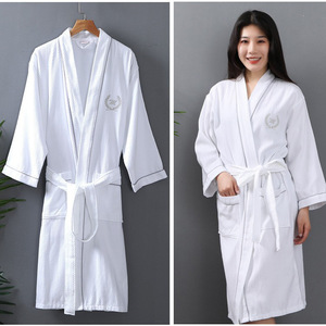 Di alta qualità Private Label di lusso in cotone Waffle <span class=keywords><strong>accappatoio</strong></span> morbido tessuto da <span class=keywords><strong>uomo</strong></span> e da <span class=keywords><strong>donna</strong></span> Kimono per adulti salone di bellezza SPA - Product Image 6