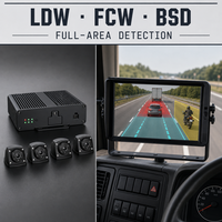 Système de caméra 4 canaux 1080P vue panoramique MDVR avec moniteur, étanche IP68, pour camions et bus, détection de piétons par IA, alarme BSD, gestion de flotte