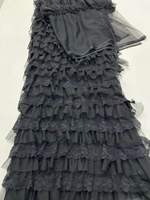 Tissu en tulle de luxe multicouche à volants et dentelle florale, maille à franges superposées pour robe de haute couture, robe de soirée, robe de mariée gothique et jupe de mariée