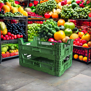 HUADING çevre dostu katı katlanır plastik sandık geri dönüşümlü PP sepet meyve depolama örgü tasarımı ile katlanabilir - Product Image 2