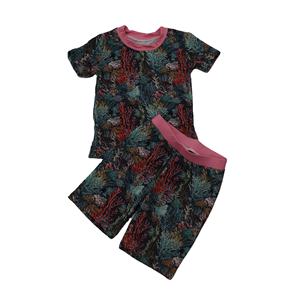 Ensemble de vêtements pour filles en tissu de bambou respirant Qingli OEM sans droits de douane, ensemble t-shirt et short unisexe pour enfants pour l'été - Product Image 5