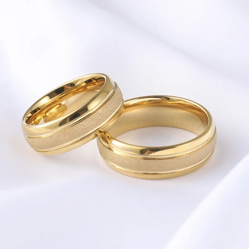 Anel de carboneto de tungstênio, anel unissex banhado a ouro 8mm 18k, presente