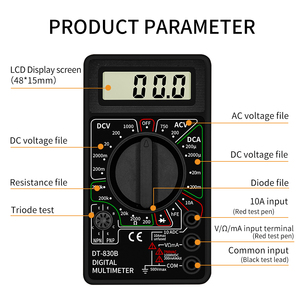 Cheap <strong>Digital</strong> <strong>Multimeter</strong> <strong>With</strong> Buzzer Overload protection Safety Voltage Ampere Ohm Tester Probe DC AC LCD - Product Image 5