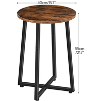 Table d'appoint moderne robuste avec structure métallique, table de chevet pour salon, chambre, balcon, bureau, marron, noir