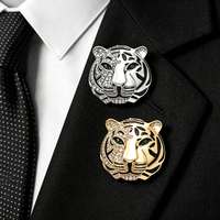 Broche Tigre Rétro de Luxe en Strass - Épinglette Personnalisée en Émail pour Costumes Hommes, Vente en Gros Directe Usine