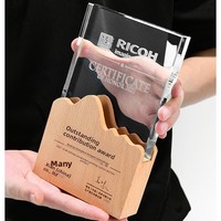 Trophée en cristal et bois massif, plaque d'honneur créative personnalisable, récompense pour employé exceptionnel, célébration d'anniversaire, remise de diplôme