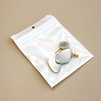 Bolsa de Plástico Transparente Blanca Pequeña, Reutilizable, con Orificio para Colgar, Bolsa con Cierre Hermético para Accesorios