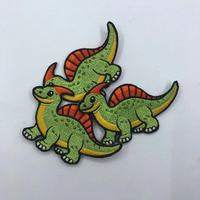 Patchs brodés thermocollants personnalisés en gros, motif dinosaure vert Kawaii, pour vêtements de bébé et chapeaux, applique à coudre