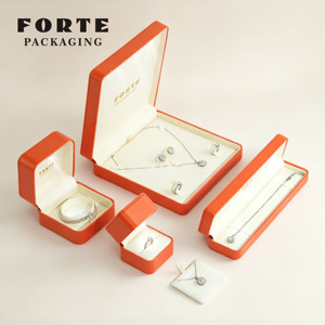 Forte <strong>Gold</strong> Foil logo Custom Handmade Jewelry Gift Boxes Orange Necklace Bracelet <strong>Ring</strong> Packaging Luxury Led Jewelry <strong>Box</strong> - Product Image 4