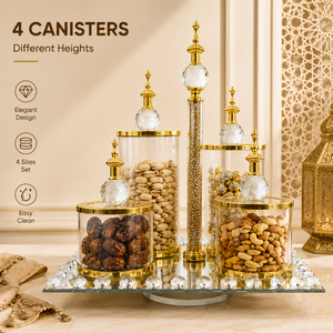 <span class=keywords><strong>Set</strong></span> di Barattoli Decorativi Arabi per Ramadan con Vassoio, Contenitore di Lusso per Caramelle, Decorazione Casa Musulmana Mediorientale, Vendita all'Ingrosso - Product Image 2