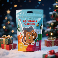 Sachet refermable personnalisé en Mylar de qualité alimentaire, recyclable, pour cadeaux de Noël, bonbons, biscuits, aliments pour animaux de compagnie