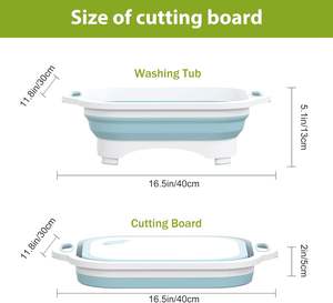 Évier pliable pour la maison, panier de vidange, planche à découper, panier à découper pliable, évier de lavage, planche à découper avec drain - Product Image 4