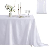 Nappe Rectangulaire en Satin Blanc Soie Brillante Tissu Lisse Décoration pour Mariage