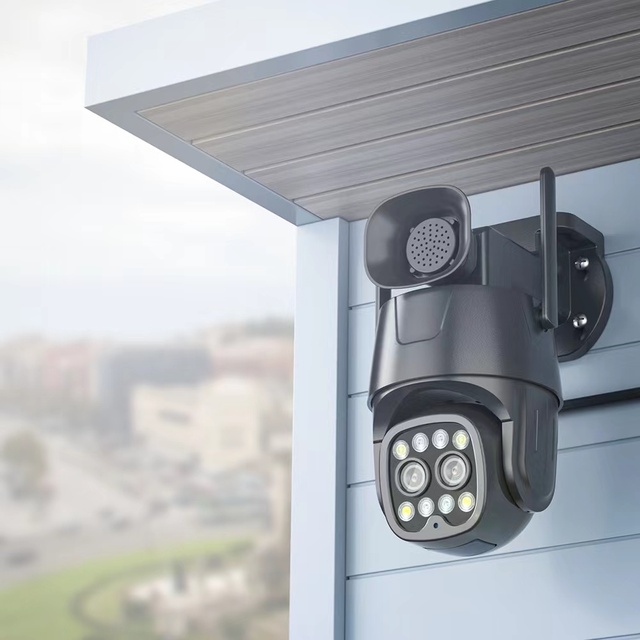 Camhi Pro 1080P Home Security CCTV Doble Lente Camara De Seguridad 360 Outdoor Siren Alarm WIFI Dual Lens Security Camera PTZ