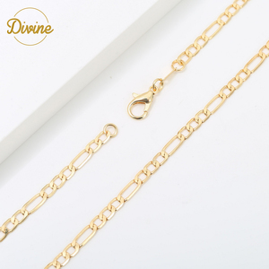 फैक्टरी बेच 5MM 18 20 22 24 inch14k joyeria डे ऑरो laminado इतालवी फिगारो लिंक चेन हार महिलाओं लड़कियों पुरुषों लड़कों - Product Image 2