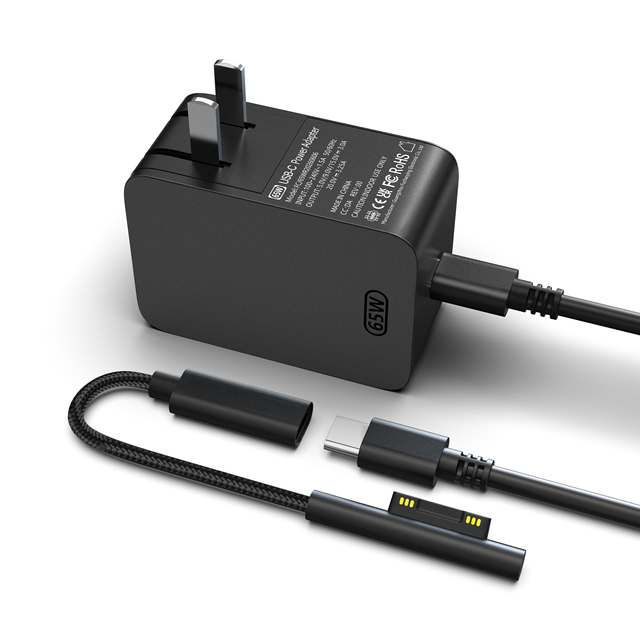 Universal 65W TYPE C Laptop Charger 20V 3.25A USB C to Surface 2-in-1 PD Charger AC Power Adapter for Microsoft Surface Pro