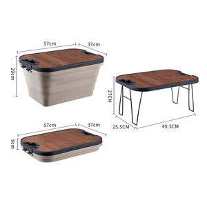 ตะกร้าปิกนิกพลาสติกมัลติฟังก์ชั่นกลางแจ้งตะกร้าปิคนิคพับได้พร้อมที่จับริมฝีปากโต๊ะ - Product Image 2