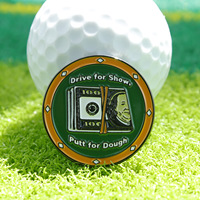 Lot de marqueurs de balle de golf en métal avec motif billet de banque et clip pour chapeau, couleur verte