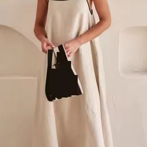 ชุดเดรสฤดูร้อนปี 2025 ป้ายกำกับสั่งทำพิเศษ สายเดี่ยวบางเบา ชุดเดรสชายหาดสีพื้นสำหรับผู้หญิง ชุดเดรสผ้าลินิน 100% สำหรับฤดูร้อน - Product Image 2