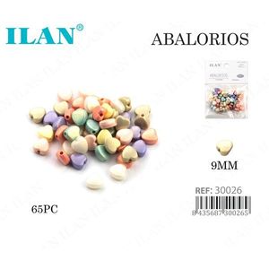Ilan Abalorios Perline a forma di cuore da 9 mm colori pastello 65 pezzi per la creazione di gioielli - Product Image 1