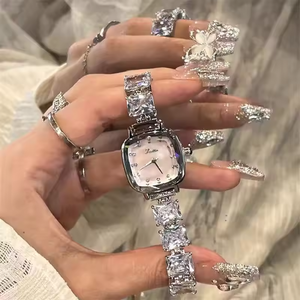 Reloj de Pulsera de Lujo para Mujer, Nuevo, Personalizado, de Cobre con Diamantes, Correa de Acero Inoxidable, Cuadrado, de Aleación, de Cuarzo, a la Moda - Product Image 2