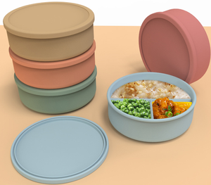 Fiambrera redonda de silicona Yongli, patrón de estrella, rejilla de tres puntos con tapa, fiambrera aislada, caja Bento de alta temperatura de grado alimenticio - Product Image 2