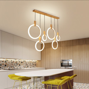 JYLIGHTING Acrylique Anneaux Pendentif Lumière Escalier Bois Suspendu Moderne LED Lustre Plafond Nordique Salon Hôtel Pendentif - Product Image 4