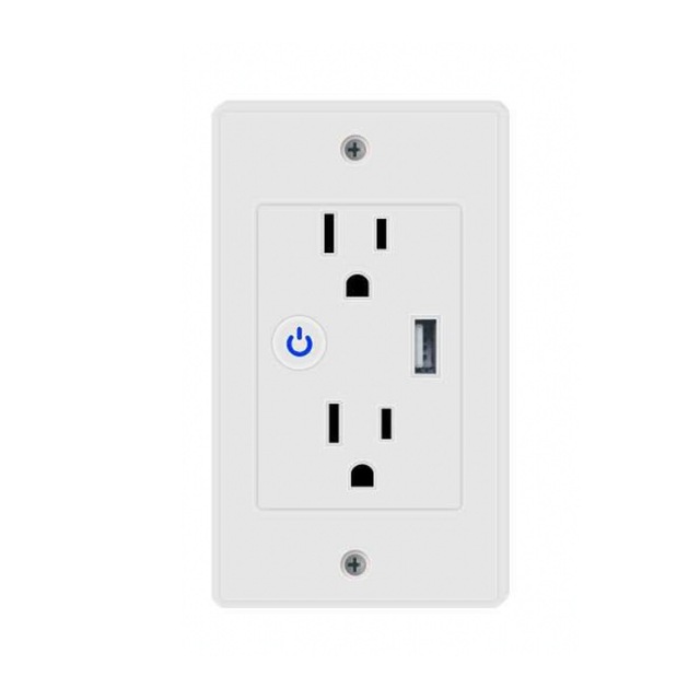 Us Standard 2 Outlet Usb Charging Timing POP Socket Tuya Smart Touch Electrical Switch Socket Smart Life App Wifi Wall Socket