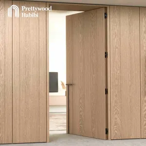 Современный дизайн Prettywood, шпон из американского красного дуба, скрытая деревянная внутренняя невидимая дверь для дома