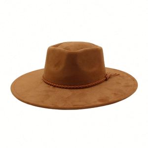 Sombrero Fedora de Ala Ancha con Borlas y Decoración de Corazón en Forma de Corona, de Ante Vegano con Estampado Láser Quemado, Novedad 2026 para Mujer - Product Image 3